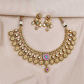 Samaira Antique Gold Coin Necklace Set with Earrings