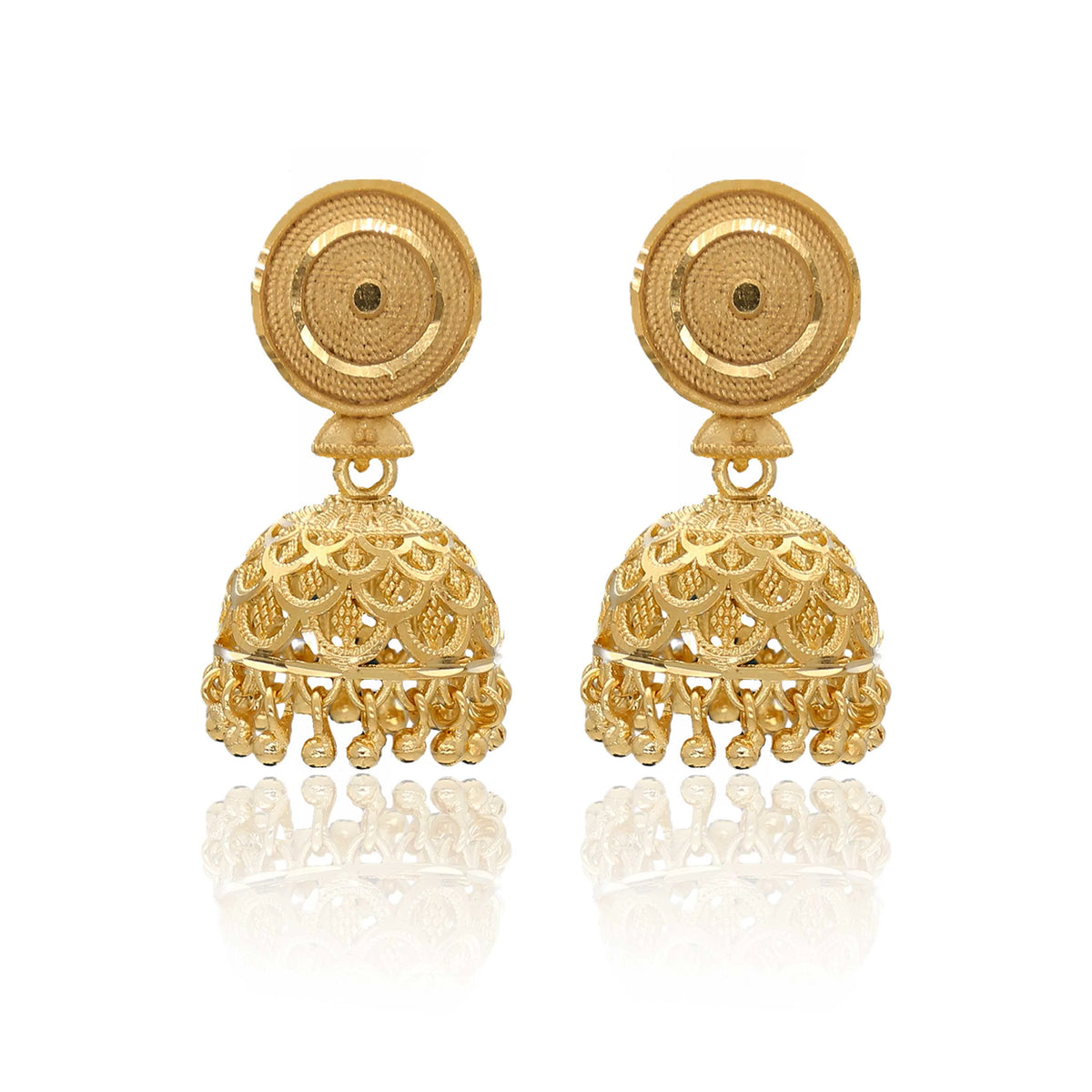 Classic Gold-Tone Filigree Jhumka Earrings