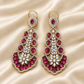 Antique Gold-Tone Ruby Statement Chandelier Earrings