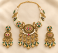 Antique Gold-Tone Peacock Statement Necklace Set