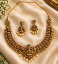 Antique Gold-Tone Lakshmi Temple Necklace Set